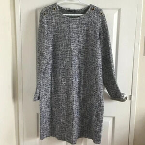 Tunic Dress Classic  Elegance Long sleeves 30% Cotton Tweed Pattern Sz 1X PLUS